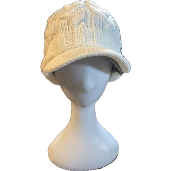 Adidas White Acrylic Cable-Knit Heavy-Gauge Yarn Fleece Lined Cystal Brimmer Hat - Picture 2 of 6